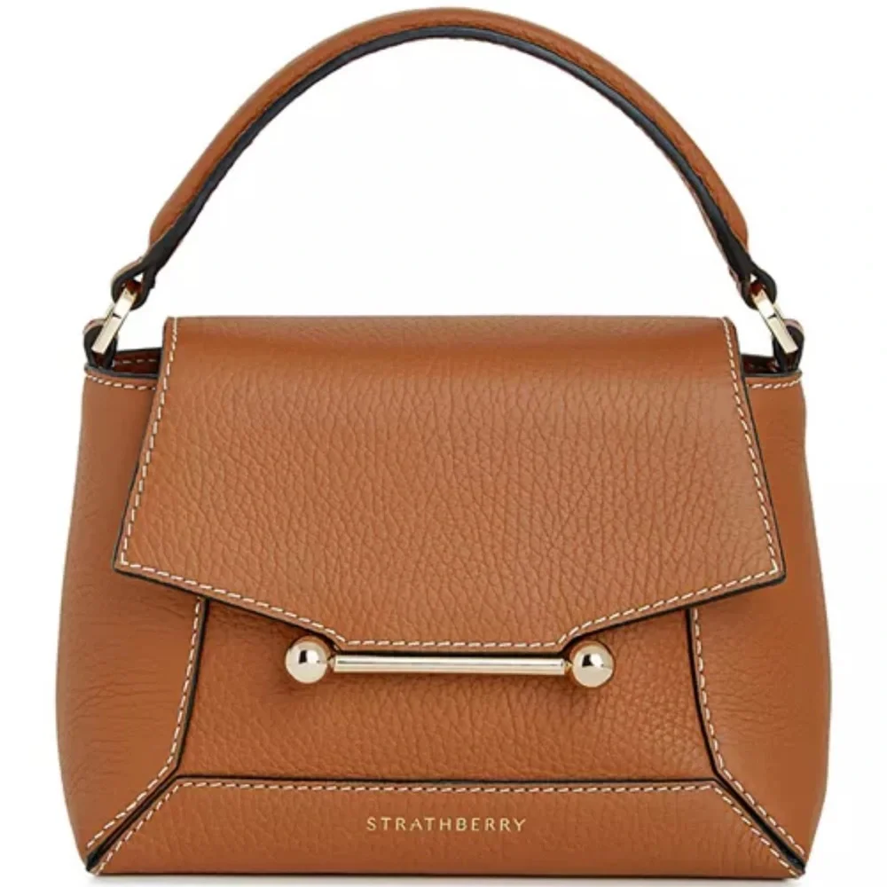 Strathberry Mosaic Nano Leather Mini Tote in tan with vanilla stitching NWT - Picture 1 of 17